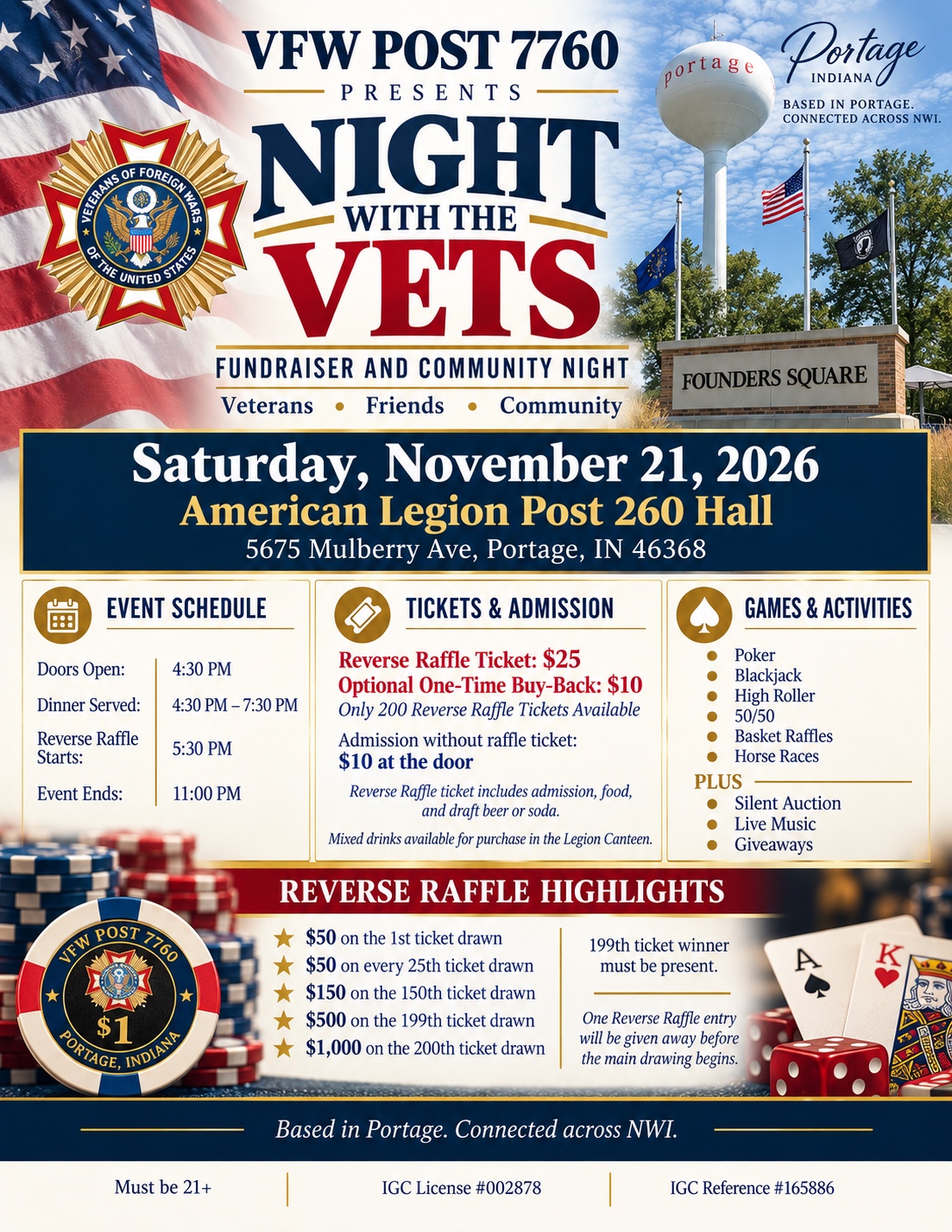 Night with the Vets 2026 Event Flyer — VFW Post 7760