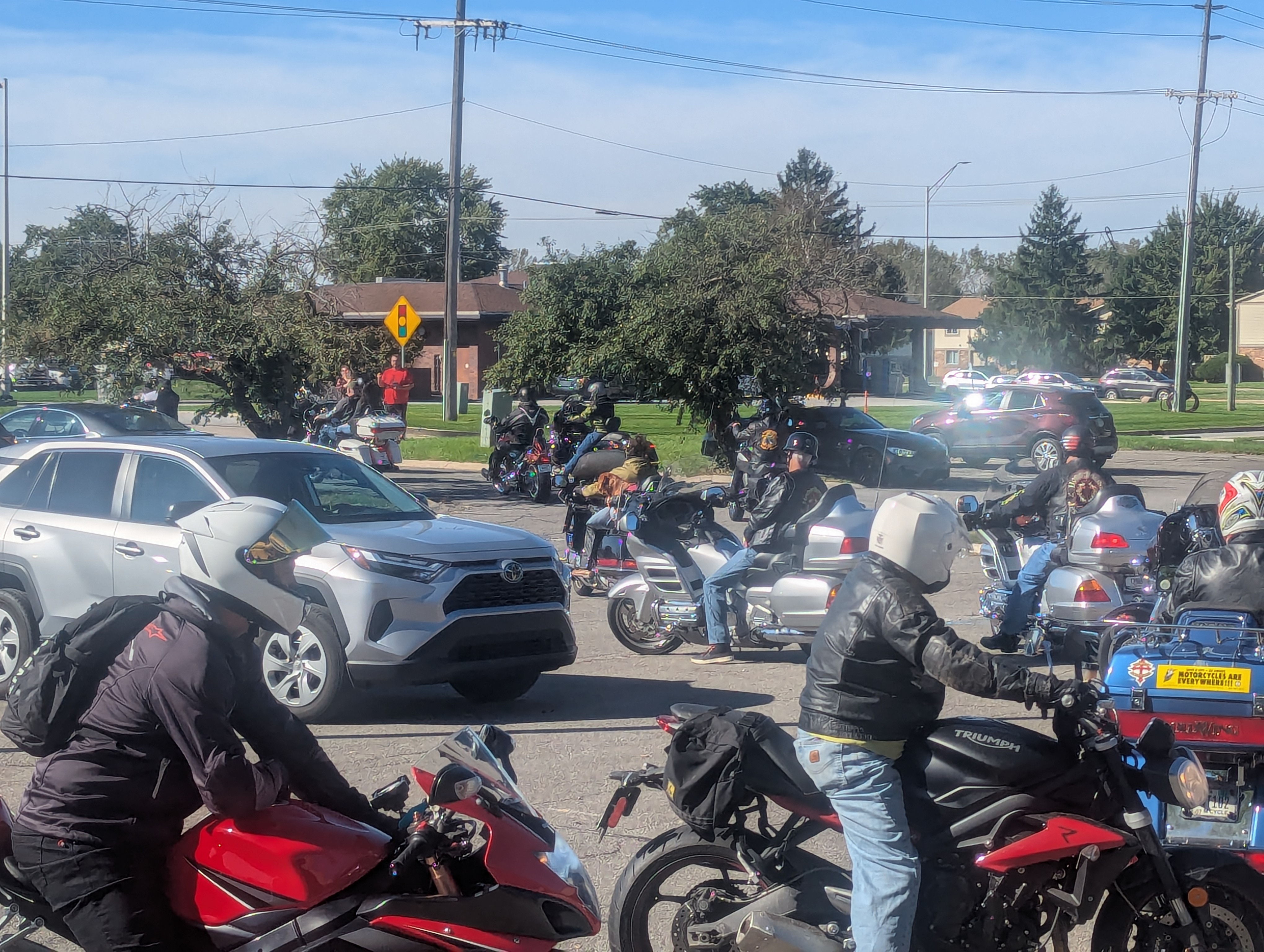 Motorcycles rolling out at the start of the Hogs For Hope charity ride