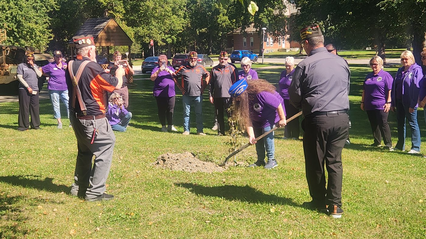 VFW Post 7760 members and Indiana Veterans Home staff gathered around a tree planting ceremony on the Home grounds